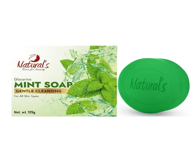 Natural's Care For Beauty Glycerin Mint Soap, Pure  Gentle Cleansing Soap, For All Skin Types (Pack Of 4)