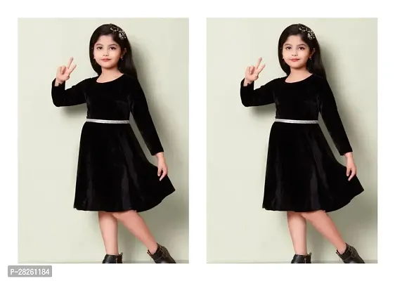 Fabulous Black Cotton Solid Dress For Girls Pack Of 2-thumb0