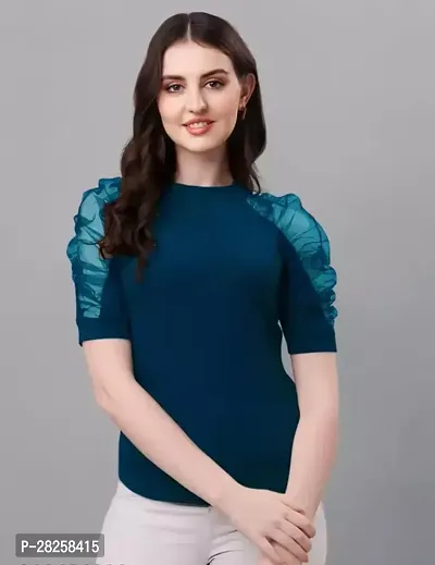 Elegant Green Cotton Solid Top For Women-thumb0