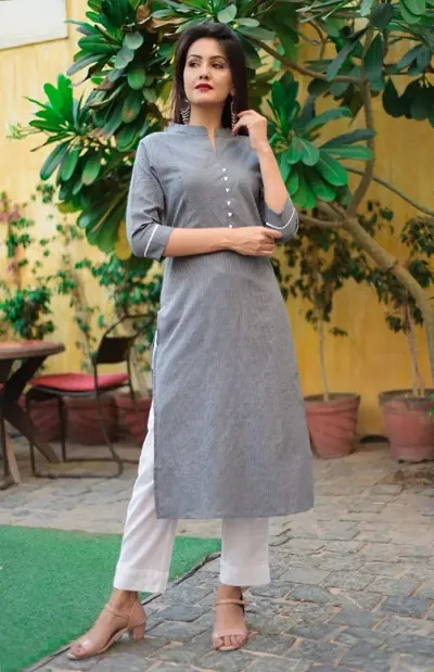 Vasavi Lavanya Solid Cotton Thread Line Kurtis