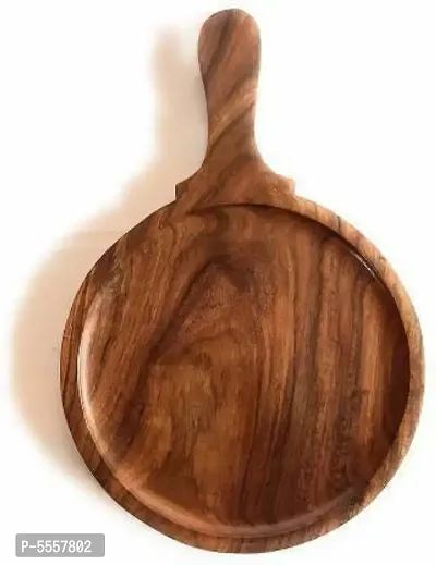 Useful Wooden Round Pizza Plate with Handle