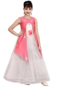 Stylish Fancy Designer Silk Blend Gown Dresses For Girls-thumb1