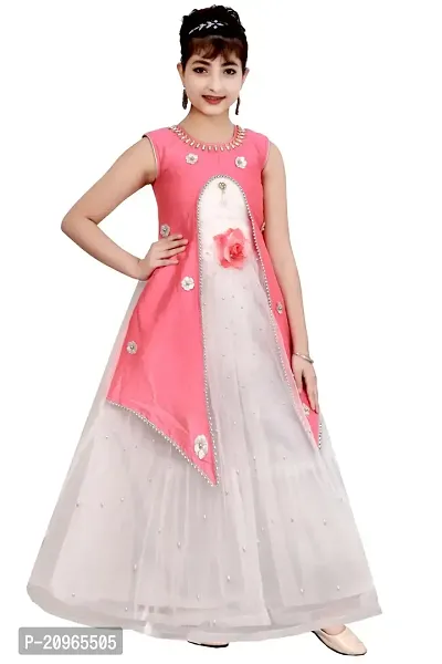 Stylish Fancy Designer Silk Blend Gown Dresses For Girls-thumb2