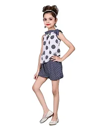 Elegant Blue Self Pattern Top with Short Set For Girls-thumb3