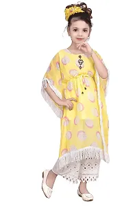 VNOTTY Fashion Printed Kaftan and Payjama Set for Girls (8-9 Years, Yellow)-thumb2