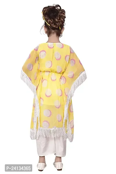 VNOTTY Fashion Printed Kaftan and Payjama Set for Girls (8-9 Years, Yellow)-thumb2