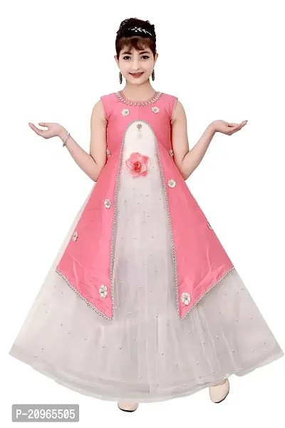 Stylish Fancy Designer Silk Blend Gown Dresses For Girls-thumb0