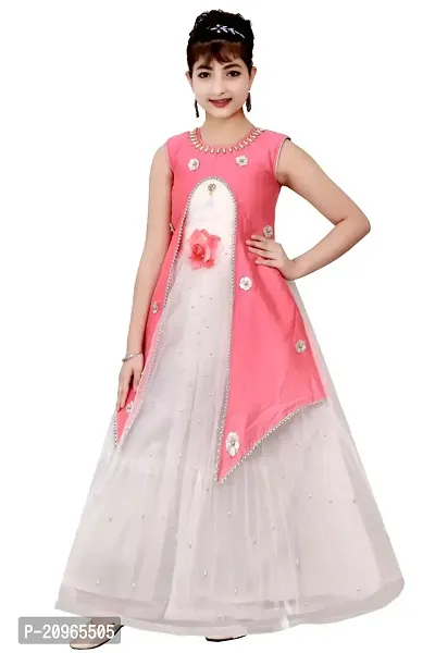 Stylish Fancy Designer Silk Blend Gown Dresses For Girls-thumb3