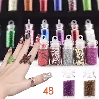 Harshits 3D Nail Art 48 Mini Bottles Glitter Sequins Rhinestones Beads Assorted Colours  (Multi)-thumb1