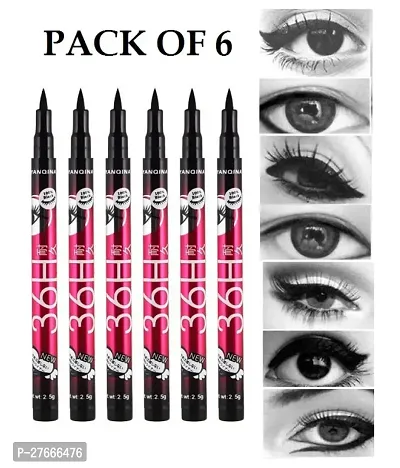 36 Hours Precision Liquid Waterproof Lash Eyeliner Pencil - Black - Pack 6( 3 g )(Black) Matte Finish-thumb3