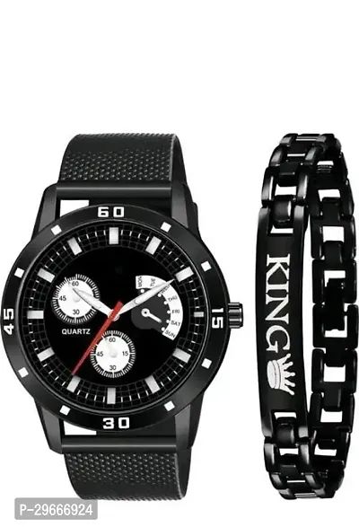 Trendy Black Metal Analog Watch For Men-Pack Of 2-thumb0