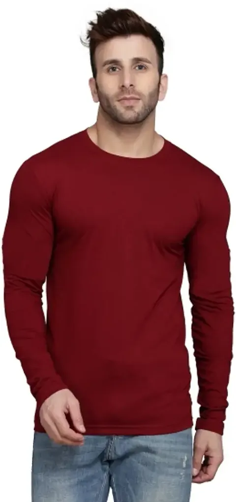 Men's Solid Cotton Round Neck T Shirt