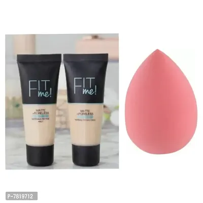 fit me foundation pack of 2 with puff multicolor