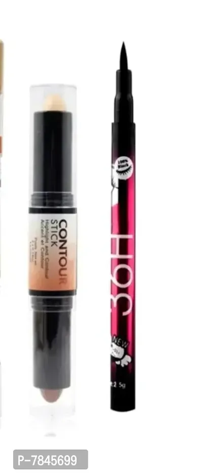 contour stick 2 in 1 foundation multicolor with 36h eyeliner black