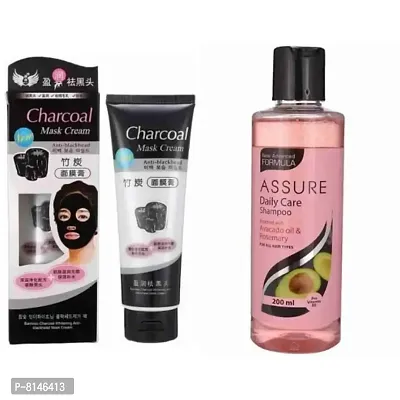 assure  daily care shampoo 200ml with charcoal  combo pack