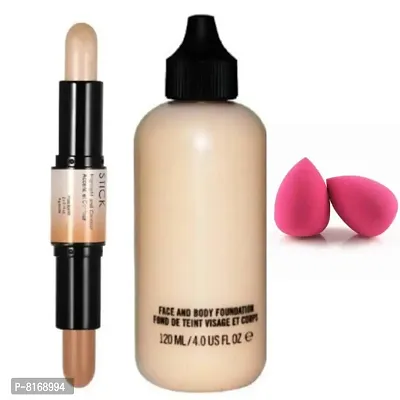 foundation with contour stick with puff  pack of 2 multicolor-thumb0