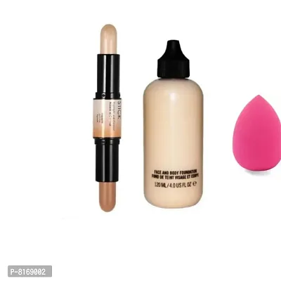 foundation with contour stick with puff multicolor