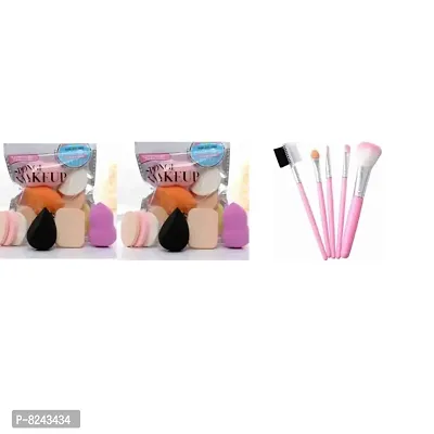 puff family pack of 2 with mini makeup brush  multicolor-thumb0