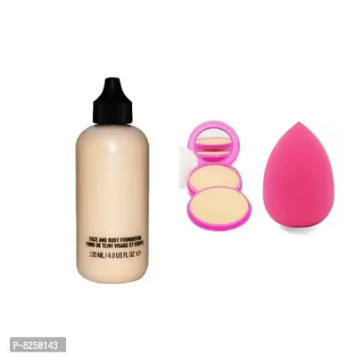 face foundation with face ads compact pink  with puff multicolor-thumb0