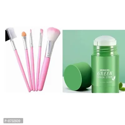 mini makeup brush with green stick multicolor combo pack-thumb0