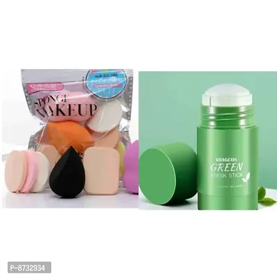 makeup puff family pack  with green stick multicolor combo pack