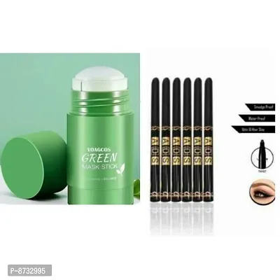 Green Stick Mask 40gm With Ads Eyeliner Black Pack of 6 combo pack