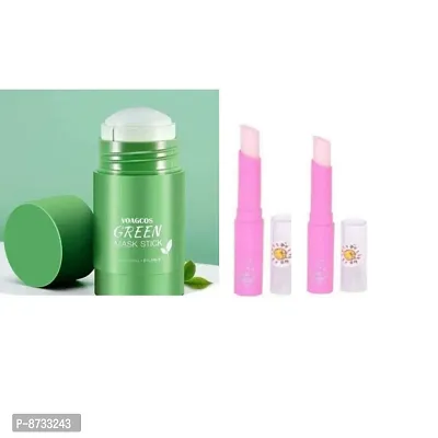 green stick mask  with 2 lip balm pink magic combo pack
