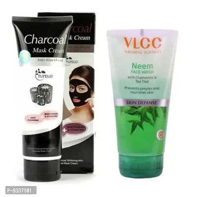 VLCC neem face wash with charcoal peel of mask combo pack-thumb0