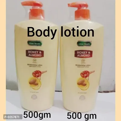 Glow Roots honey  almond body lotion pack of 2 each 500gm