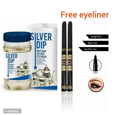 Silver dip instant clean , ads eyeliner combo pack of 2 black free