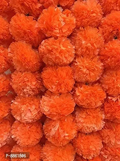 Artificial Marigold Fluffy Flower/Genda Phool Garlands String For Diwali Decoration ( Pack Of 5 )-thumb0