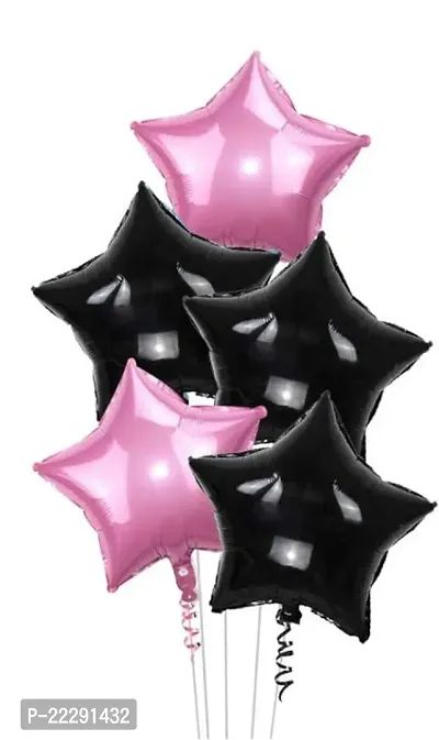 5 pcs Star Shape Foil Balloon ( Pink, Black )-thumb0