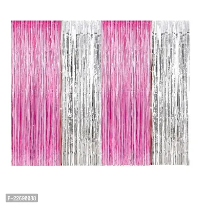 4 pcs Foil Fringe Curtain ( Silver, Pink )