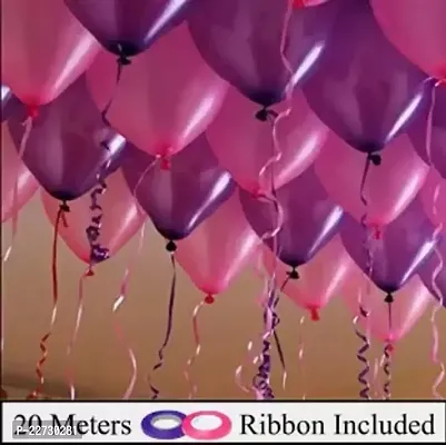 50 pcs Metallic Balloon ( Pink, Purple ) + 2 Ribbon-thumb0