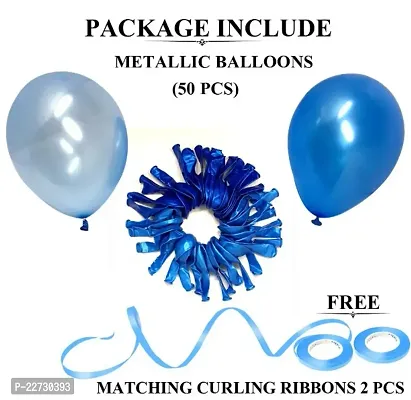 50 pcs Metallic Balloon ( Blue, Sky Blue ) + 2 Ribbon