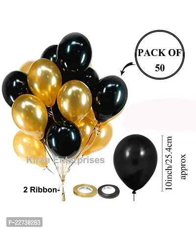 50 pcs Metallic Balloon ( Black, Gold ) + 2 Ribbon-thumb0