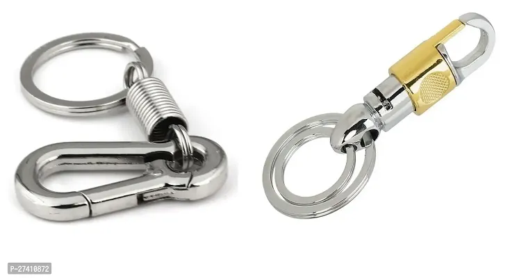 Locking Hook Metal Keychain For Bike  Car Key Chain ( Pack Of  2 )-thumb0