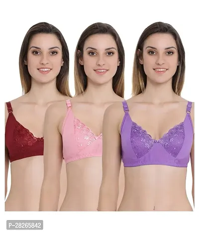 Net Non Padded Bras for Women - Pack of 3-thumb0