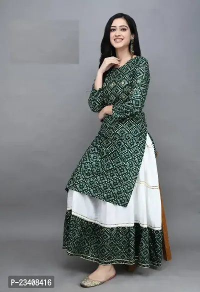 Classic Green bandhni kurta for women-thumb0