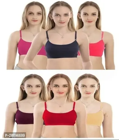 Stylish Multicoloured Cotton Solid Bras For Women Pack Of 6-thumb0