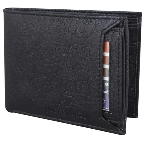 Pocket Bazar Men Purses || Casual || Artificial || Leather Wallet || Card Slots || Wallet for Men (Black-01)