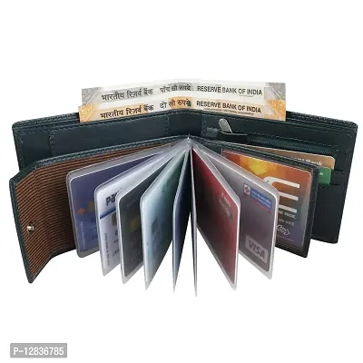 pocket bazar Men's Wallet Green Artificial Leather Wallet Multi Card Slots (10 Card Slots)-thumb4