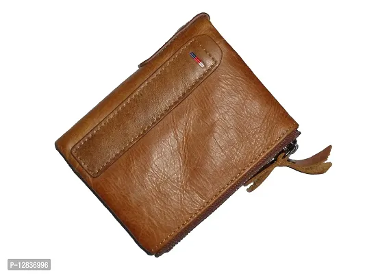 pocket bazar Men Tan Genuine Leather Wallet (8 Card Slots)-thumb0