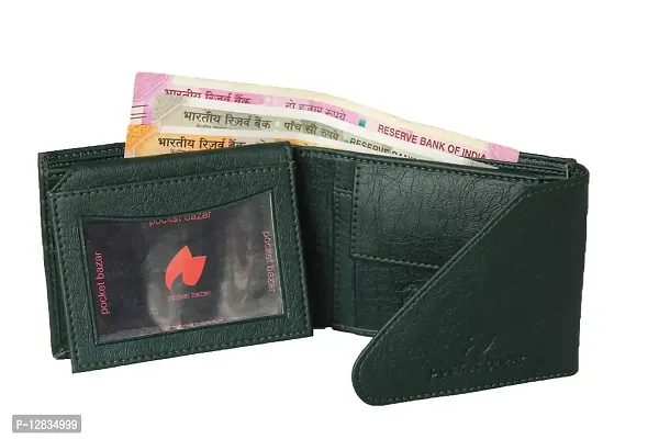 pocket bazar Men's Wallet Green Artificial Leather Wallet (5 Card Slots)-thumb2