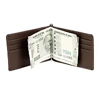 pocket bazar Men's Money Clip Wallet, Slim Genuine Leather Casual Wallets With 6 Card Slot For Men And Boys (Brown)-thumb2