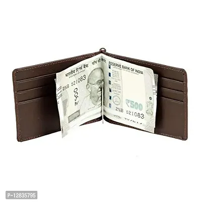 pocket bazar Men's Money Clip Wallet, Slim Genuine Leather Casual Wallets With 6 Card Slot For Men And Boys (Brown)-thumb3