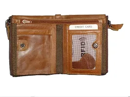 pocket bazar Men Tan Genuine Leather Wallet (8 Card Slots)-thumb1