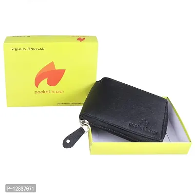 Pocket Bazar Men Casual Artificial Leather Wallet (Black)-thumb5