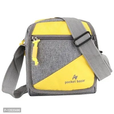 pocket bazar Sling Cross Body Travel Office Business Messenger One Side Shoulder Bag for Men Women (Yellow)-thumb0