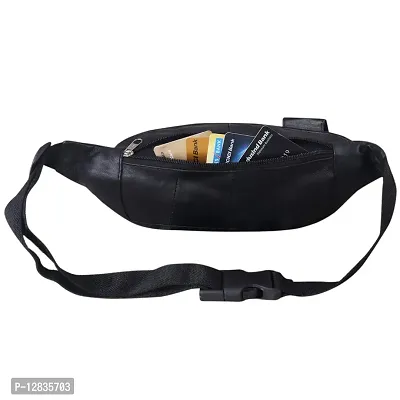 pocket bazar Stylish Waist Bag (Black) Genuine Leather-thumb3